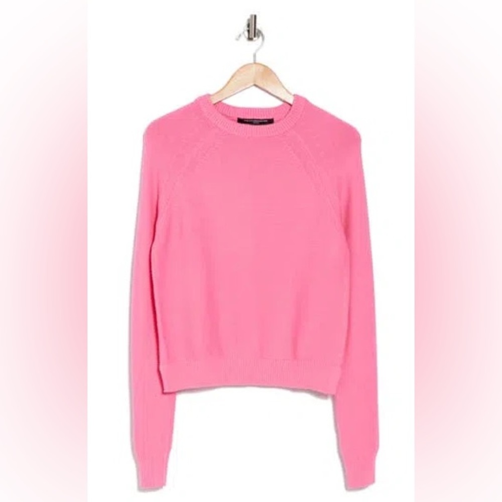 NWOT French Connection 100% Cotton Pink Crewneck Sweater Size Medium